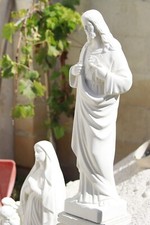 STATUA Scultura CUORE DI GESU' 83CM IN CEMENTO BIANCO