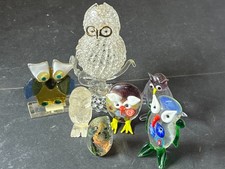 (5) set di 7 di gufi in vetro