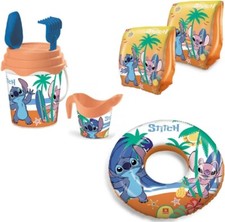 kit mare STITCH braccioli salvagente + kit secchiello rastrello e annaffiatoio