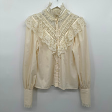 Vintage Gunne Sax Jessica McClintock taglia XS S crema pizzo romantico coquette boho