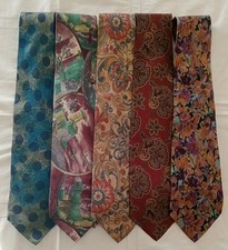 CRAVATTE VINTAGE lotto 5 pezzi pura seta FIORI 