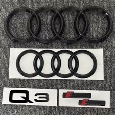 KIT completo LOGHI AUDI Q3 nero lucido fregi anteriore posteriore targhetta Q3