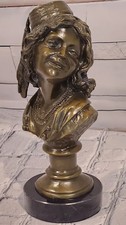 Firmato Bronzo Woman Busto