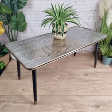 Tavolino da caffè vintage metà secolo vetro formica gambe dansette stile atomico retrò