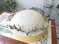 SONTUOSA PLAFONIERA SOFFITTO OTTONE E INSERTI IN CRISTALLO 60 CM. CIRCOFERENZA