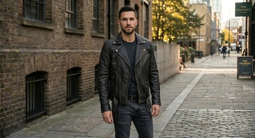 Giacca biker uomo pelle bovina