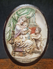 Bassorilievo Antico Ovale in Gesso con Maternità Epoca '900