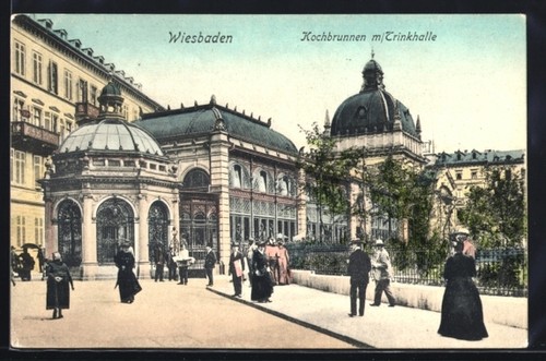 Cartolina wiesbaden fontana - wiesbaden,,