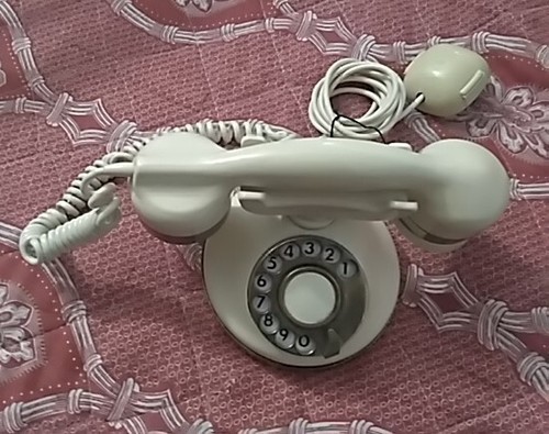 Vintage telefono bianco avorio - telefono,