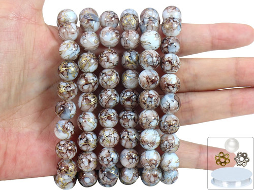 300pcs 10mm perline vetro - 300pcs,