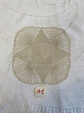 Centrino quadrato vintage uncinetto beige 22x22 cm fatto a mano A1