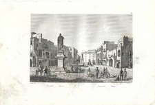 Stampa antica POZZUOLI VEDUTA DELLA PIAZZA Napoli 1835 Antique Print