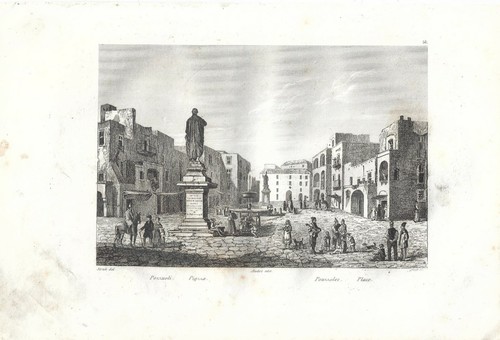 Stampa antica pozzuoli veduta - stampa,