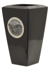Vaso Porcellana Nero 24 cm Rosenthal Versace Medusa Gorgona  - Vase