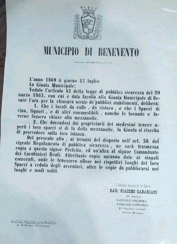 1869 municipio benevento - 1869, di