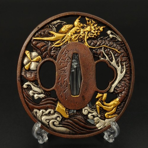 Japanese tsuba copper sea - tsuba,