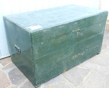 BAULE VERDE MILITARE DA VIAGGIO CASSA IN LEGNO CON MANIGLIE
