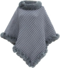 Poncho Donna Invernale Elegante Mantella Scialle in Maglia Girocollo Caldo Morbi