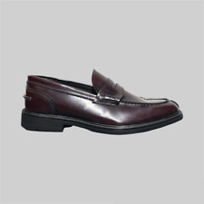 Mocassini Scarpe Uomo Penny Loafers College Pelle Bordeaux Made in Italy
