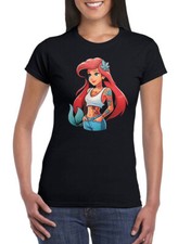 T shirt Principesse Tatuate Donna Bambino Rock Maglietta Ariel Tattoo Sirenetta