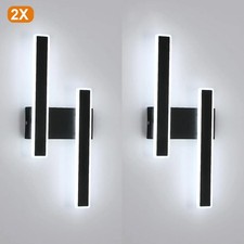 2Pezzi Applique da Parete LED Interno Lampada a LED 6500K Soggiorno Nero 46cm