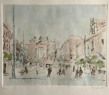 Michele Cascella Incisione a ceramolle acquarellata a mano firmata a matita