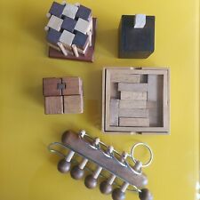 LOTTO DI 5 PEZZI- GIOCHI IN LEGNO-3D-ROMPICAPO-ENIGMA-INGEGNO-RIF-5