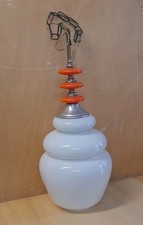 Lampadario Sospensione Vetro Opalino Alluminio Plastica Spece Age Anni 60-70.