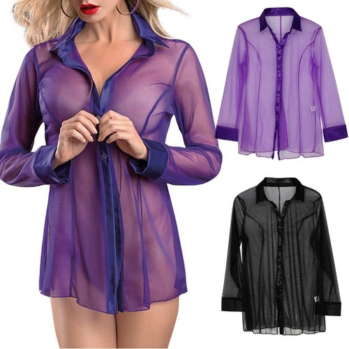 Sexy donna trasparente camicia - trasparente,