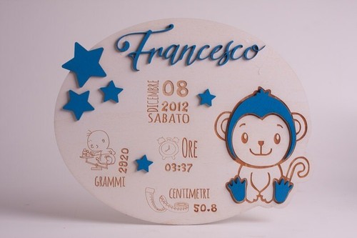 Fiocco nascita legno - fiocco, in