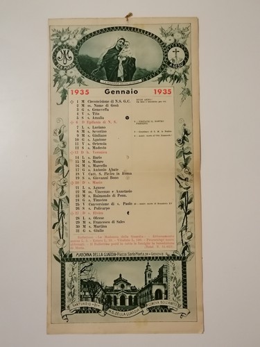 Calendario 1935 madonna - calendario,