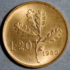 Italia 20 Lire 1980 KM# 97
