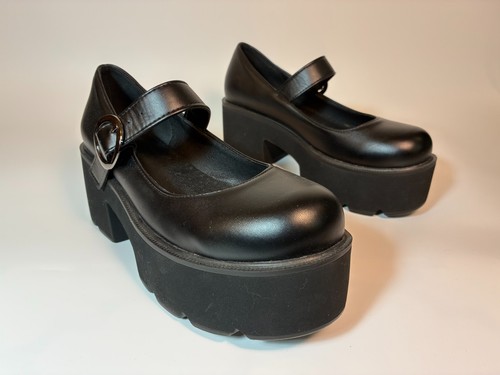 Black platform mary jane donna - black,