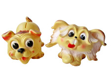 Ledraplastic 2 cani pupazzi d'epoca in gomma : un cane  è un salvadanaio