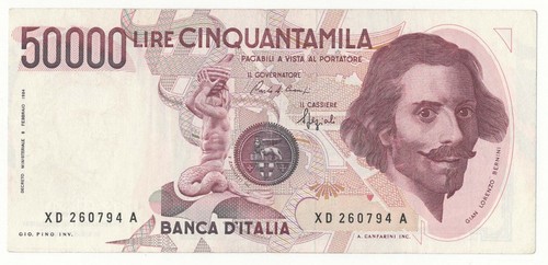 50000 lire bernini - bernini, 1°