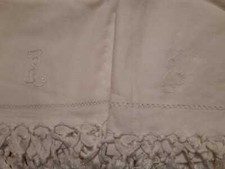 Coppia asciugamani lino ricamo e frangia Biancheria della nonna