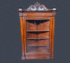 ANGOLIERA A VETRINA IN MOGANO ORIGINALE DI EPOCA XIX SECOLO RESTAURATA