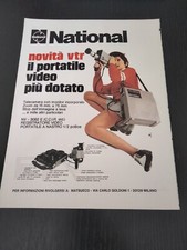 1973 NATIONAL VTR PORTATILE TELECAMERA CON MONITOR VINTAGE AD PUBBLICITA