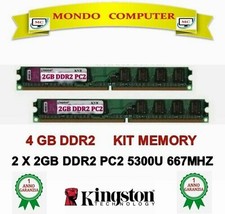 4 GB DDR2 (2 X 2GB) KIT MEMORIA / RAM PC2 5300 667MHz BASSO PROFILO < KINGSTON >