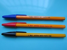 PENNE VINTAGE ANNI 80/90 BIC ORANGE BLU NERO ROSSO PUNTA FINE E CAPPUCCIO APERTO