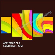 QUADRO MODERNO TELA 5 PZ 150X90 STAMPA ASTRATTO DESIGN VORTEX RAINBOW COLOR