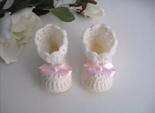 Scarpine Neonata Nascita Fatte a Mano Uncinetto Crochet Handmade Lana