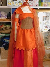 Abito da Sposa Arancione in Cotone, Cosplay Principessa, Abito Carnevale