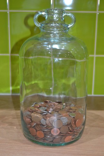 Glass big bottle money - glass, jar
