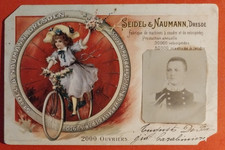 CARTOLINA VELOCIPEDE  SEIDEL  E NAUMANN DRESDE FOTO MILITARE FIRMA  PRIMI 900 C.