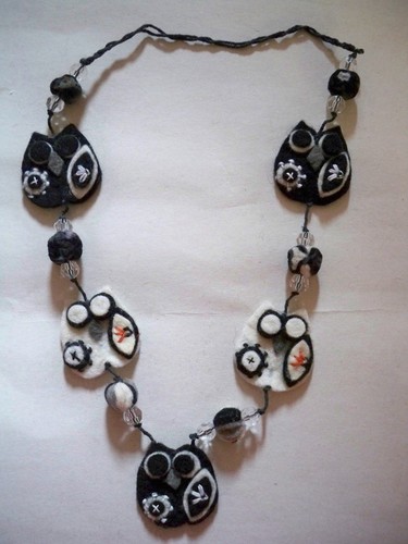Collana lana cotta lunga - lunga, gufo
