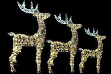 Set 3 Renne alzate luminose grandi H120-100-80 Illuminate con luci led oro