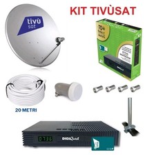 KIT DECODER HD TIVUSAT + PARABOLA 45CM + LNB + SUPPORTO + 20MT DI CAVO + 4 CON.