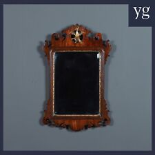 Antico specchio da parete in noce stile inglese georgiano Chippendale (1910 circa)