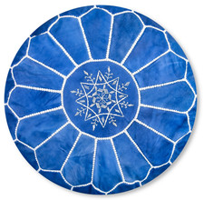 Pouf in pelle marocchina blu